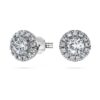 Eternity-Halo-Ohrringe mit im Labor gezüchteten Diamanten, 0.75 Ct Tw, runde Form, 14K Weissgold Eternity-Halo-Ohrringe mit im Labor gezüchteten Diamanten, 0.75 Ct Tw, runde Form, 14K Weissgold