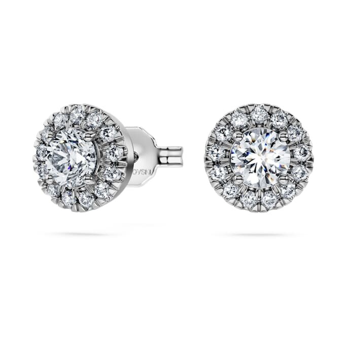 Eternity-Halo-Ohrringe mit im Labor gezüchteten Diamanten, 0.75 Ct Tw, runde Form, 14K Weissgold Eternity-Halo-Ohrringe mit im Labor gezüchteten Diamanten, 0.75 Ct Tw, runde Form, 14K Weissgold