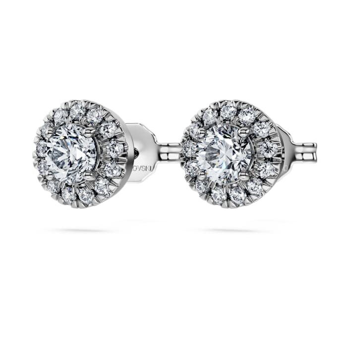 Eternity-Halo-Ohrringe mit im Labor gezüchteten Diamanten, 0.75 Ct Tw, runde Form, 14K Weissgold Eternity-Halo-Ohrringe mit im Labor gezüchteten Diamanten, 0.75 Ct Tw, runde Form, 14K Weissgold