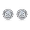 Eternity Halo-Ohrringe mit im Labor gezüchteten Diamanten, 2 Karat insgesamt, runde Form, 14-karätiges Weissgold