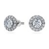 Eternity Halo-Ohrringe mit im Labor gezüchteten Diamanten, 2 Karat insgesamt, runde Form, 14-karätiges Weissgold