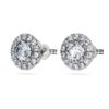 Eternity Halo-Ohrringe mit im Labor gezüchteten Diamanten, 2 Karat insgesamt, runde Form, 14-karätiges Weissgold