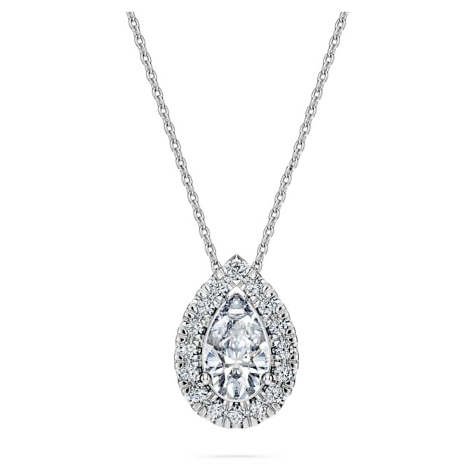 Eternity Halo Solitaire-Anhänger, im Labor gezüchtete Diamanten, 1 Karat insgesamt, Birnenform, 14K Weissgold Eternity Halo Solitaire-Anhänger, im Labor gezüchtete Diamanten, 1 Karat insgesamt, Birnenform, 14K Weissgold