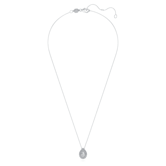 Eternity Halo Solitaire-Anhänger, im Labor gezüchtete Diamanten, 1 Karat insgesamt, Birnenform, 14K Weissgold Eternity Halo Solitaire-Anhänger, im Labor gezüchtete Diamanten, 1 Karat insgesamt, Birnenform, 14K Weissgold