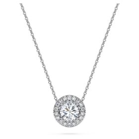 Eternity-Halo-Solitär-Anhänger mit im Labor gezüchteten Diamanten, 0.59 Ct insgesamt, runde Form, 14K Weissgold Eternity-Halo-Solitär-Anhänger mit im Labor gezüchteten Diamanten, 0.59 Ct insgesamt, runde Form, 14K Weissgold