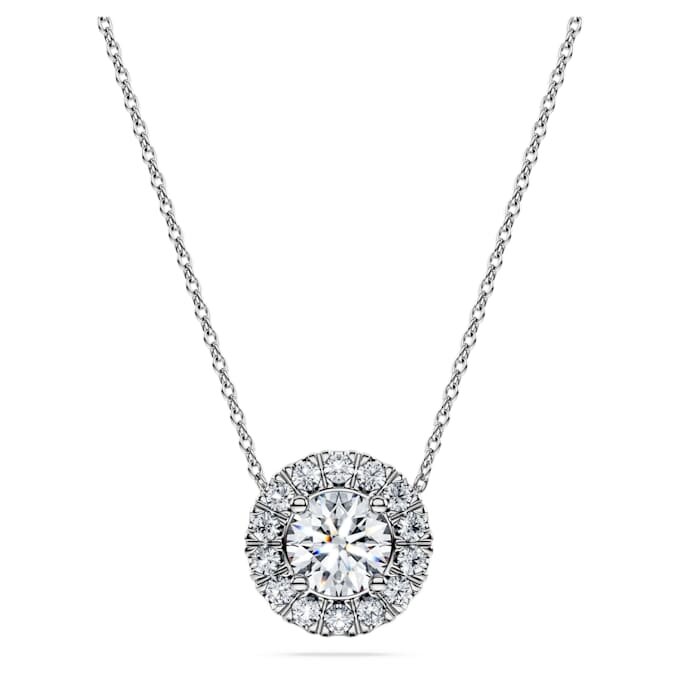 Eternity Halo Solitär-Anhänger mit im Labor gezüchteten Diamanten, 1 Ct insgesamt, runde Form, 14K Weissgold Eternity Halo Solitär-Anhänger mit im Labor gezüchteten Diamanten, 1 Ct insgesamt, runde Form, 14K Weissgold
