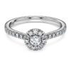 Eternity-Halo-Solitärring mit im Labor gezüchteten Diamanten, 0.45 Karat insgesamt, runde Form, Sterlingsilber Eternity-Halo-Solitärring mit im Labor gezüchteten Diamanten, 0.45 Karat insgesamt, runde Form, Sterlingsilber