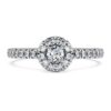 Eternity-Halo-Solitärring mit im Labor gezüchteten Diamanten, 0.45 Karat insgesamt, runde Form, Sterlingsilber Eternity-Halo-Solitärring mit im Labor gezüchteten Diamanten, 0.45 Karat insgesamt, runde Form, Sterlingsilber