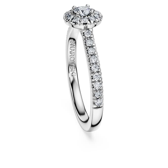 Eternity-Halo-Solitärring mit im Labor gezüchteten Diamanten, 0.45 Karat insgesamt, runde Form, Sterlingsilber Eternity-Halo-Solitärring mit im Labor gezüchteten Diamanten, 0.45 Karat insgesamt, runde Form, Sterlingsilber