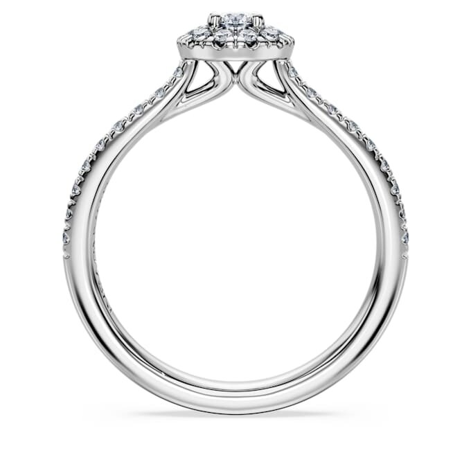 Eternity-Halo-Solitärring mit im Labor gezüchteten Diamanten, 0.45 Karat insgesamt, runde Form, Sterlingsilber Eternity-Halo-Solitärring mit im Labor gezüchteten Diamanten, 0.45 Karat insgesamt, runde Form, Sterlingsilber
