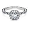 Eternity-Halo-Solitärring mit im Labor gezüchteten Diamanten, 0.8 Ct Tw, runde Form, 14K Weissgold Eternity-Halo-Solitärring mit im Labor gezüchteten Diamanten, 0.8 Ct Tw, runde Form, 14K Weissgold