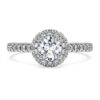 Eternity-Halo-Solitärring mit im Labor gezüchteten Diamanten, 0.8 Ct Tw, runde Form, 14K Weissgold Eternity-Halo-Solitärring mit im Labor gezüchteten Diamanten, 0.8 Ct Tw, runde Form, 14K Weissgold