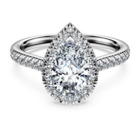 Eternity-Halo-Solitärring mit im Labor gezüchteten Diamanten, 1.3 Ct Tw, Birnenform, 14K Weissgold Eternity-Halo-Solitärring mit im Labor gezüchteten Diamanten, 1.3 Ct Tw, Birnenform, 14K Weissgold