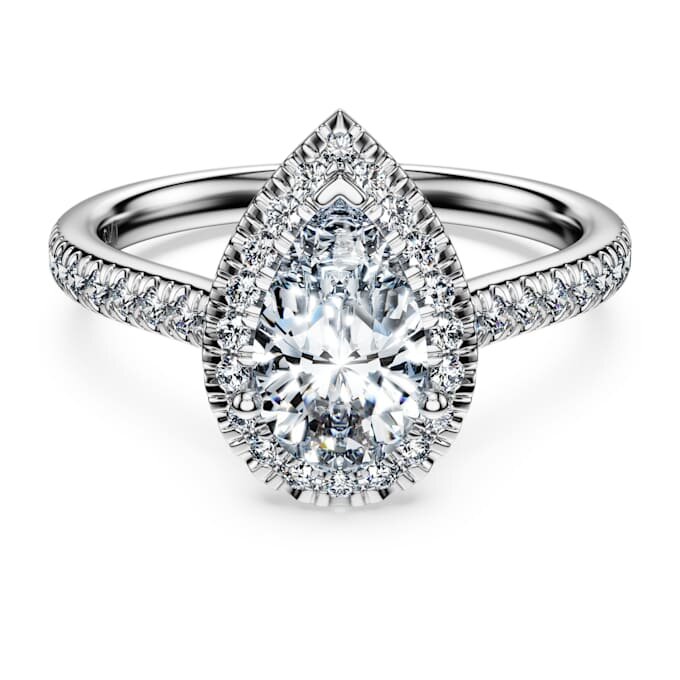Eternity-Halo-Solitärring mit im Labor gezüchteten Diamanten, 1.3 Ct Tw, Birnenform, 14K Weissgold Eternity-Halo-Solitärring mit im Labor gezüchteten Diamanten, 1.3 Ct Tw, Birnenform, 14K Weissgold