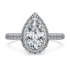 Eternity-Halo-Solitärring mit im Labor gezüchteten Diamanten, 1.3 Ct Tw, Birnenform, 14K Weissgold Eternity-Halo-Solitärring mit im Labor gezüchteten Diamanten, 1.3 Ct Tw, Birnenform, 14K Weissgold