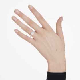 Eternity-Halo-Solitärring mit im Labor gezüchteten Diamanten, 1.33 Ct Tw, runde Form, 14K Weissgold