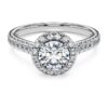 Eternity-Halo-Solitärring mit im Labor gezüchteten Diamanten, 1.33 Ct Tw, runde Form, 14K Weissgold Eternity-Halo-Solitärring mit im Labor gezüchteten Diamanten, 1.33 Ct Tw, runde Form, 14K Weissgold
