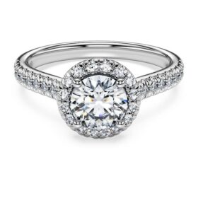 Eternity-Halo-Solitärring mit im Labor gezüchteten Diamanten, 1.33 Ct Tw, runde Form, 14K Weissgold