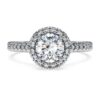 Eternity-Halo-Solitärring mit im Labor gezüchteten Diamanten, 1.33 Ct Tw, runde Form, 14K Weissgold Eternity-Halo-Solitärring mit im Labor gezüchteten Diamanten, 1.33 Ct Tw, runde Form, 14K Weissgold