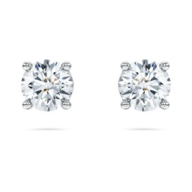 Eternity Solitaire-Ohrringe mit im Labor gezüchteten Diamanten, 1 Ct insgesamt, runde Form, 14K Weissgold