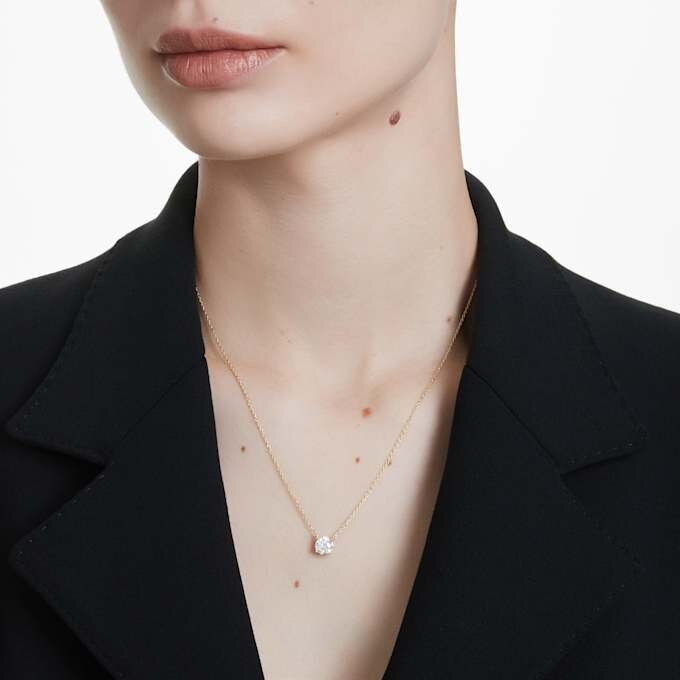 Eternity-Solitär-Anhänger mit im Labor gezüchteten Diamanten, 1 Ct insgesamt, runde Form, 14K Gelbgold Eternity-Solitär-Anhänger mit im Labor gezüchteten Diamanten, 1 Ct insgesamt, runde Form, 14K Gelbgold