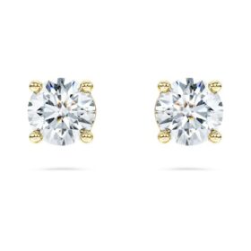 Eternity-Solitär-Ohrringe mit im Labor gezüchteten Diamanten, 1 Ct insgesamt, runde Form, 14K Gelbgold