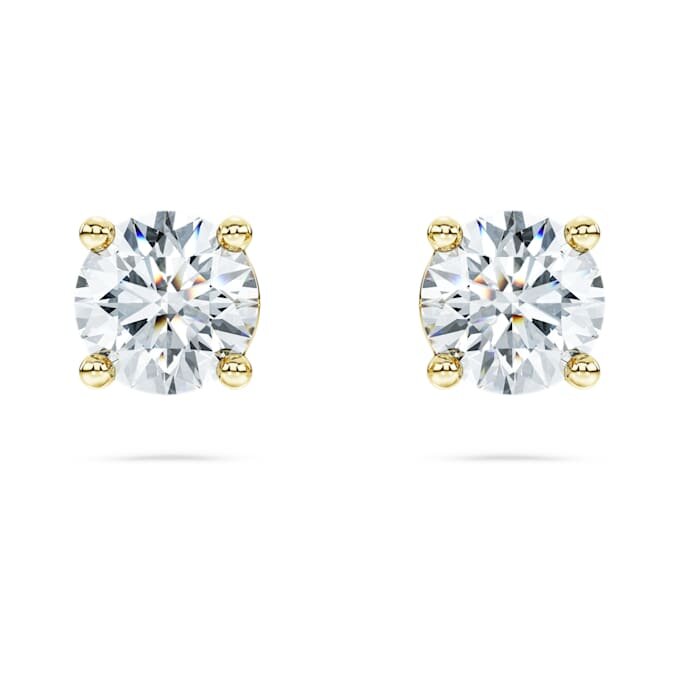 Eternity-Solitär-Ohrringe mit im Labor gezüchteten Diamanten, 1 Ct insgesamt, runde Form, 14K Gelbgold Eternity-Solitär-Ohrringe mit im Labor gezüchteten Diamanten, 1 Ct insgesamt, runde Form, 14K Gelbgold
