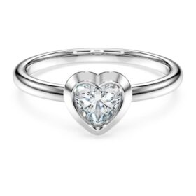 Eternity-Solitärring mit im Labor gezüchteten Diamanten, 0.5 Ct insgesamt, Herzform, Sterlingsilber Eternity-Solitärring mit im Labor gezüchteten Diamanten, 0.5 Ct insgesamt, Herzform, Sterlingsilber