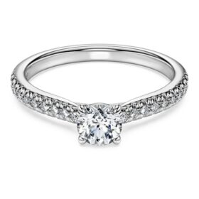 Eternity-Solitärring mit im Labor gezüchteten Diamanten, 0.7 Ct Tw, runde Form, 14K Weissgold Eternity-Solitärring mit im Labor gezüchteten Diamanten, 0.7 Ct Tw, runde Form, 14K Weissgold