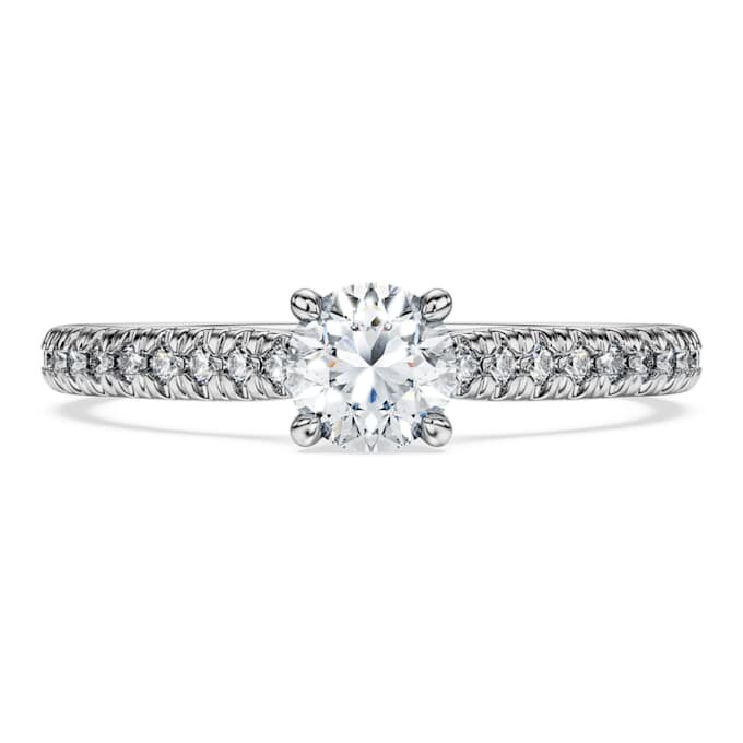 Eternity-Solitärring mit im Labor gezüchteten Diamanten, 0.7 Ct Tw, runde Form, 14K Weissgold Eternity-Solitärring mit im Labor gezüchteten Diamanten, 0.7 Ct Tw, runde Form, 14K Weissgold