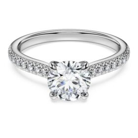 Eternity-Solitärring mit im Labor gezüchteten Diamanten, 1.2 Ct insgesamt, runde Form, 14K Weissgold Eternity-Solitärring mit im Labor gezüchteten Diamanten, 1.2 Ct insgesamt, runde Form, 14K Weissgold