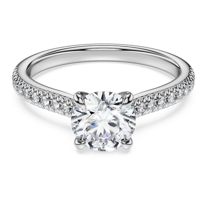 Eternity-Solitärring mit im Labor gezüchteten Diamanten, 1.2 Ct insgesamt, runde Form, 14K Weissgold Eternity-Solitärring mit im Labor gezüchteten Diamanten, 1.2 Ct insgesamt, runde Form, 14K Weissgold