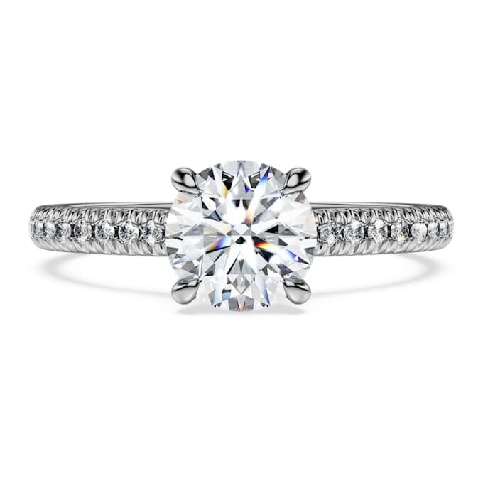 Eternity-Solitärring mit im Labor gezüchteten Diamanten, 1.2 Ct insgesamt, runde Form, 14K Weissgold Eternity-Solitärring mit im Labor gezüchteten Diamanten, 1.2 Ct insgesamt, runde Form, 14K Weissgold