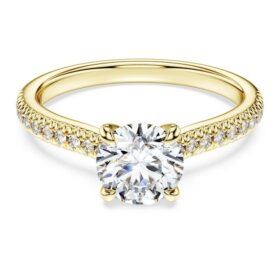 Eternity-Solitärring mit im Labor gezüchteten Diamanten, 1.2 Ct Tw, runde Form, 14K Gelbgold Eternity-Solitärring mit im Labor gezüchteten Diamanten, 1.2 Ct Tw, runde Form, 14K Gelbgold