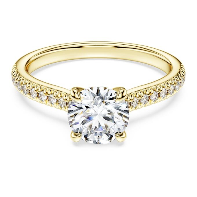 Eternity-Solitärring mit im Labor gezüchteten Diamanten, 1.2 Ct Tw, runde Form, 14K Gelbgold Eternity-Solitärring mit im Labor gezüchteten Diamanten, 1.2 Ct Tw, runde Form, 14K Gelbgold
