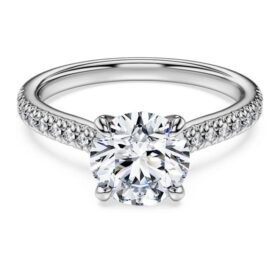 Eternity-Solitärring mit im Labor gezüchteten Diamanten, 1.7 Ct Tw, runde Form, 14K Weissgold Eternity-Solitärring mit im Labor gezüchteten Diamanten, 1.7 Ct Tw, runde Form, 14K Weissgold
