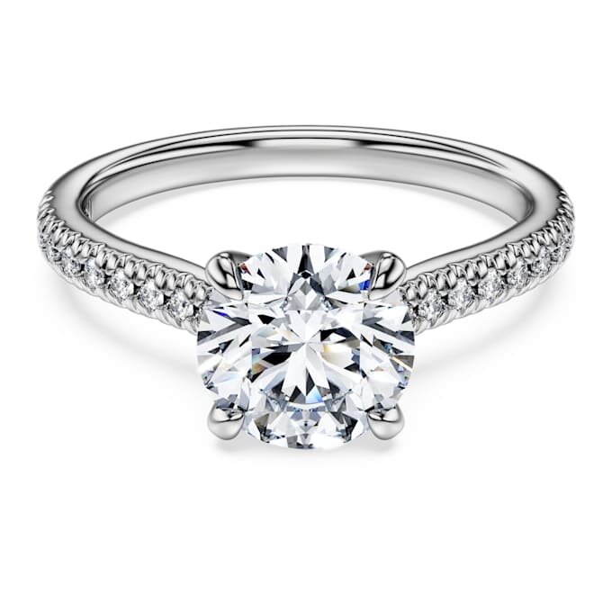 Eternity-Solitärring mit im Labor gezüchteten Diamanten, 1.7 Ct Tw, runde Form, 14K Weissgold Eternity-Solitärring mit im Labor gezüchteten Diamanten, 1.7 Ct Tw, runde Form, 14K Weissgold