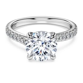 Eternity-Solitärring mit im Labor gezüchteten Diamanten, 2.25 Ct insgesamt, runde Form, 14K Weissgold Eternity-Solitärring mit im Labor gezüchteten Diamanten, 2.25 Ct insgesamt, runde Form, 14K Weissgold