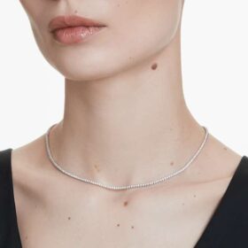 Eternity-Tennis-Halskette mit im Labor gezüchteten Diamanten, 3 Ct insgesamt, runde Form, 14K Weissgold Eternity-Tennis-Halskette mit im Labor gezüchteten Diamanten, 3 Ct insgesamt, runde Form, 14K Weissgold