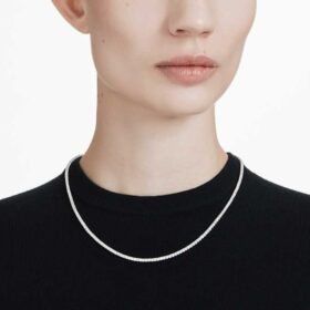 Eternity-Tennis-Halskette mit im Labor gezüchteten Diamanten, 7 Karat insgesamt, runde Form, 14K Weissgold Eternity-Tennis-Halskette mit im Labor gezüchteten Diamanten, 7 Karat insgesamt, runde Form, 14K Weissgold