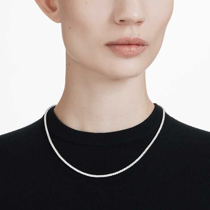 Eternity-Tennis-Halskette mit im Labor gezüchteten Diamanten, 7 Karat insgesamt, runde Form, 14K Weissgold Eternity-Tennis-Halskette mit im Labor gezüchteten Diamanten, 7 Karat insgesamt, runde Form, 14K Weissgold