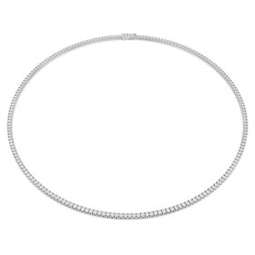 Eternity-Tennis-Halskette mit im Labor gezüchteten Diamanten, 7 Karat insgesamt, runde Form, 14K Weissgold Eternity-Tennis-Halskette mit im Labor gezüchteten Diamanten, 7 Karat insgesamt, runde Form, 14K Weissgold