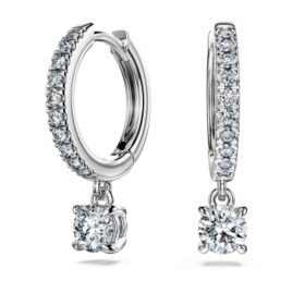 Eternity-Tropf-Ohrringe mit im Labor gezüchteten Diamanten, 0.7 Ct insgesamt, runde Form, 14K Weissgold