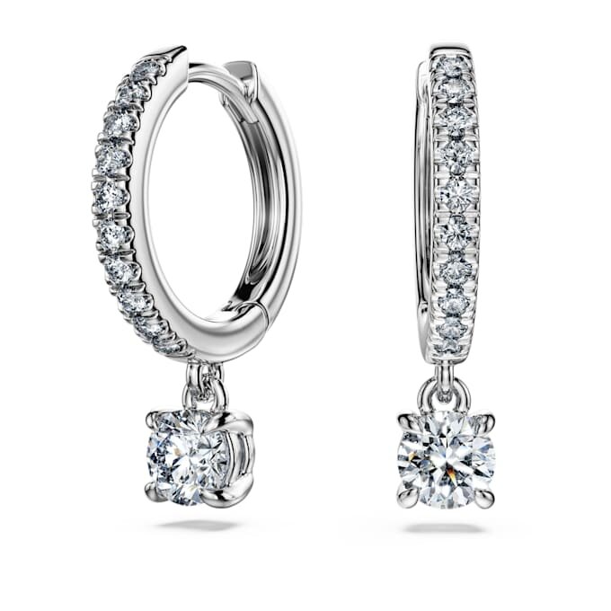 Eternity-Tropf-Ohrringe mit im Labor gezüchteten Diamanten, 0.7 Ct insgesamt, runde Form, 14K Weissgold Eternity-Tropf-Ohrringe mit im Labor gezüchteten Diamanten, 0.7 Ct insgesamt, runde Form, 14K Weissgold