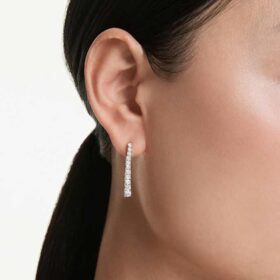 Eternity-Tropf-Ohrringe mit im Labor gezüchteten Diamanten, 1.3 Ct insgesamt, runde Form, 14K Weissgold