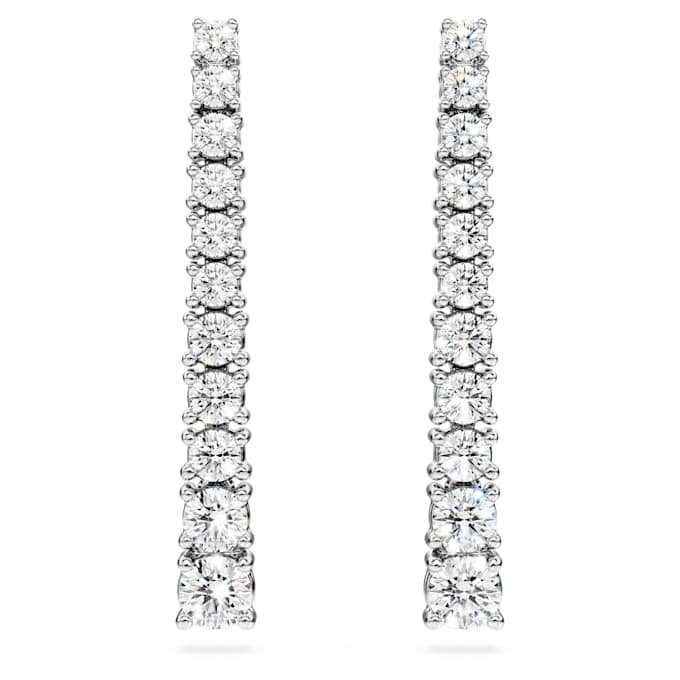 Eternity-Tropf-Ohrringe mit im Labor gezüchteten Diamanten, 1.3 Ct insgesamt, runde Form, 14K Weissgold Eternity-Tropf-Ohrringe mit im Labor gezüchteten Diamanten, 1.3 Ct insgesamt, runde Form, 14K Weissgold