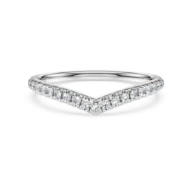 Eternity V-Band-Ring mit im Labor gezüchteten Diamanten, 0.25 Ct Tw, runde Form, 14K Weissgold Eternity V-Band-Ring mit im Labor gezüchteten Diamanten, 0.25 Ct Tw, runde Form, 14K Weissgold