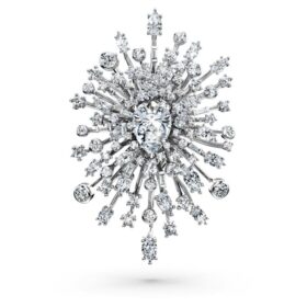 Galaxy-Brosche mit im Labor gezüchteten Diamanten, 15.71 Ct Tw, verschiedene Formen, 18K Weissgold