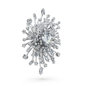 Galaxy-Brosche mit im Labor gezüchteten Diamanten, 15.71 Ct Tw, verschiedene Formen, 18K Weissgold