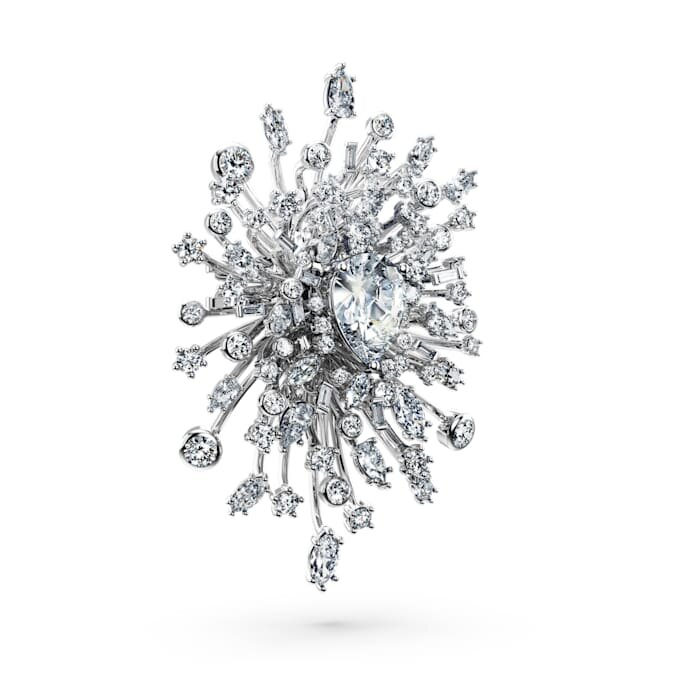 Galaxy-Brosche mit im Labor gezüchteten Diamanten, 15.71 Ct Tw, verschiedene Formen, 18K Weissgold Galaxy-Brosche mit im Labor gezüchteten Diamanten, 15.71 Ct Tw, verschiedene Formen, 18K Weissgold